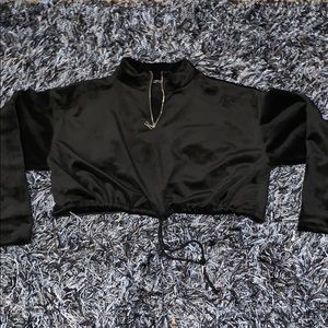 Velvet Half Zip Crop Jacket